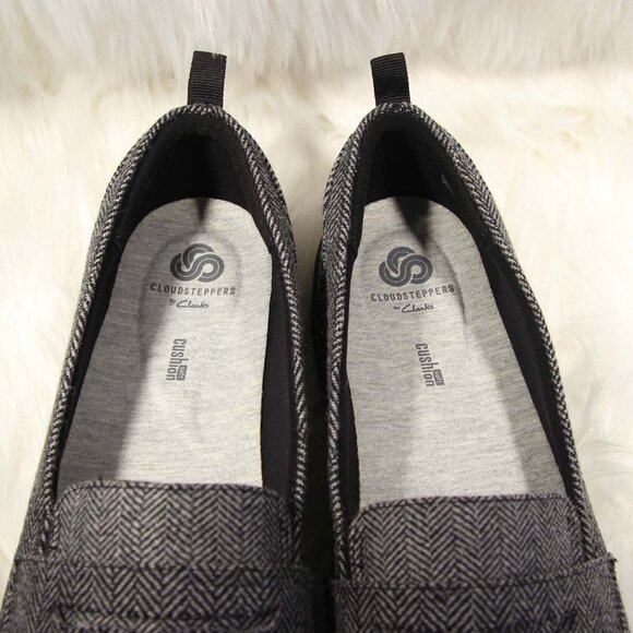 CLOUDSTEPPERS by Clarks Slip-On Loafers Sillian 2.0  Black White Tweed Size 11 M - Picture 9 of 13